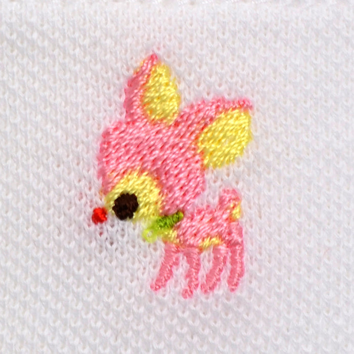 ポロシャツ(半袖・100cm) ホワイト×こじか(刺繍入り)