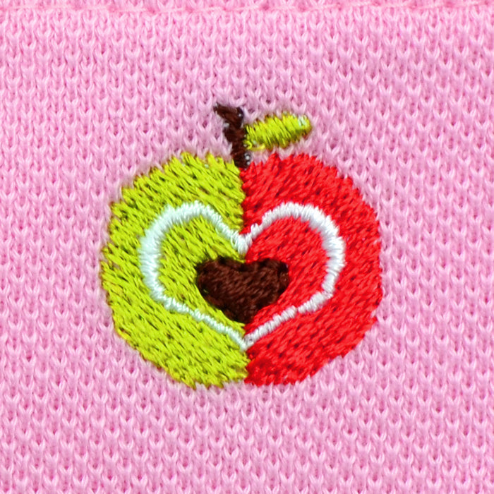 ポロシャツ(半袖・130cm) ピンク×リンゴ(刺繍入り)