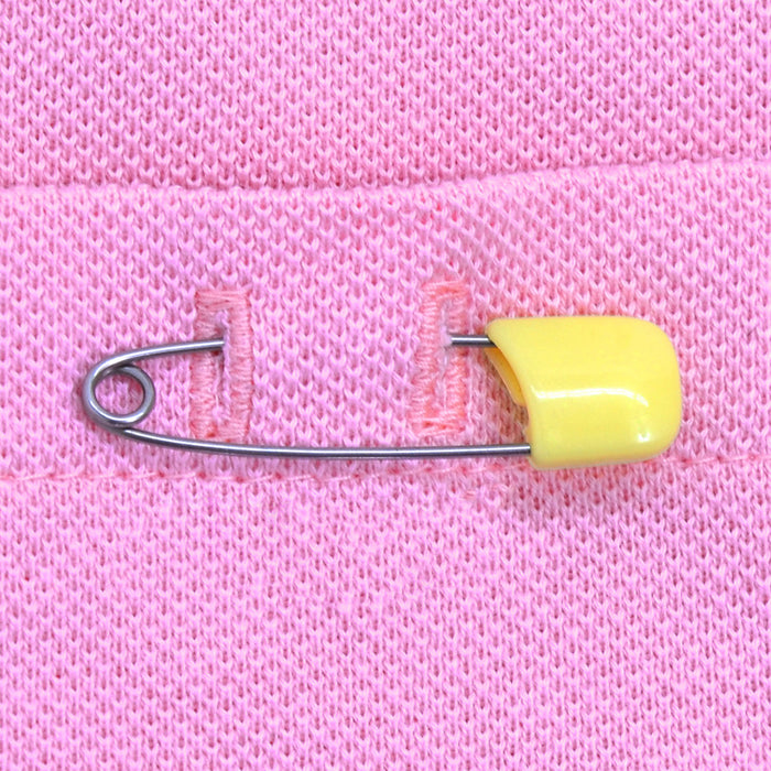ポロシャツ(半袖・120cm) ピンク×リンゴ(刺繍入り)