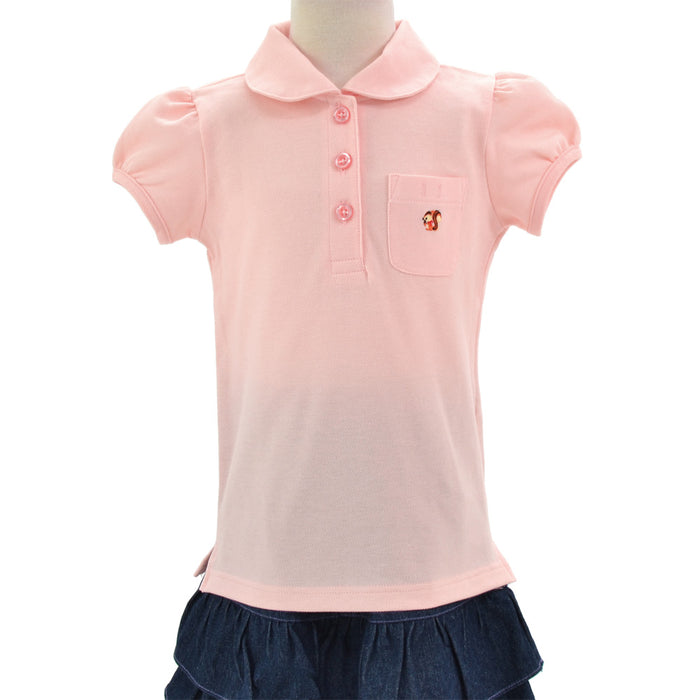 [SALE: 80% OFF] Polo shirt (short sleeve, 110cm) coral x squirrel (embroidered) 
