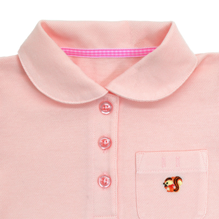 [SALE: 80% OFF] Polo shirt (short sleeve, 100cm) coral x squirrel (embroidered)