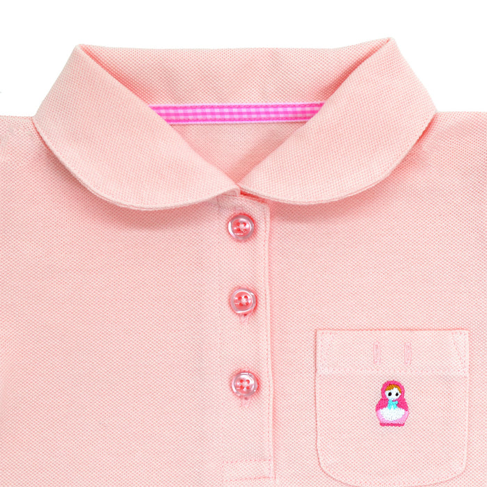 [SALE: 80% OFF] Polo shirt (short sleeve, 110cm) Coral x Matryoshka (embroidered) 