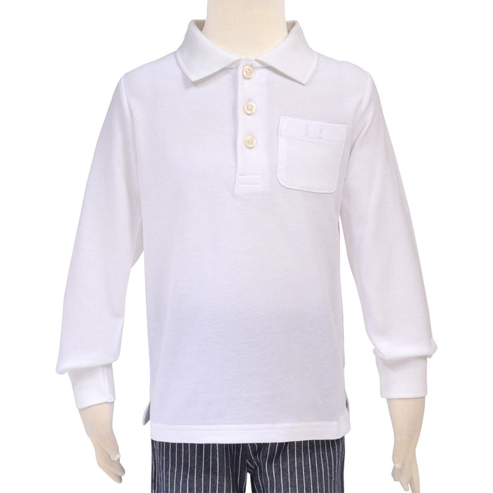 ポロシャツ(長袖・ 100cm) ホワイト無地