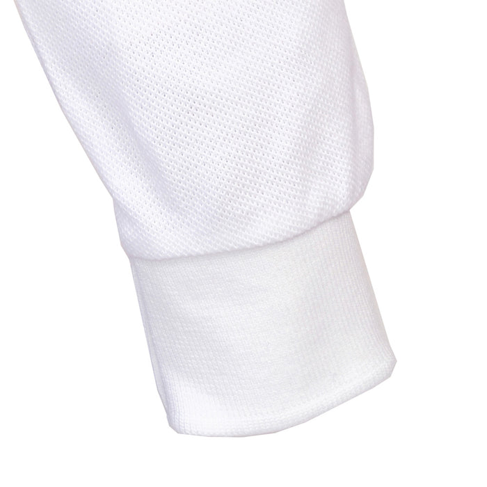 ポロシャツ(長袖・ 140cm) ホワイト×イカリ(刺繍入り)