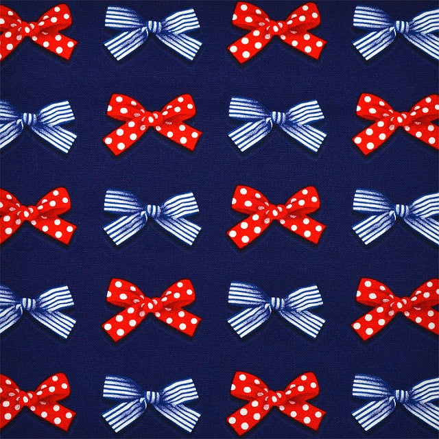 Sewing Bag Polka Dot and Stripe French Ribbon (Navy) 