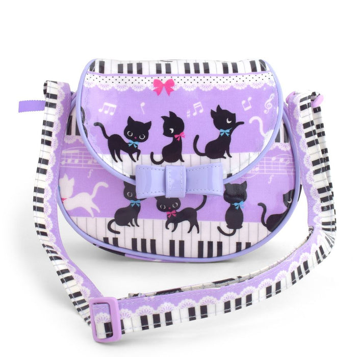 Black cat waltz dancing on pochette piano (lavender) 