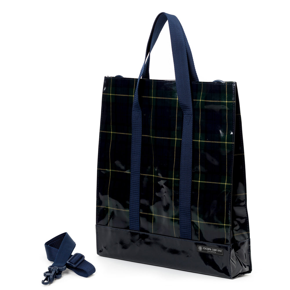 Vertical lesson bag, music bag, tartan check, dark green 