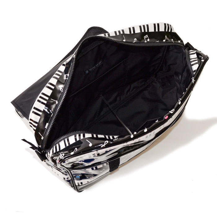 [SALE: 80% OFF] Shoulder bag large type Black cat waltz dancing on the piano (black) 