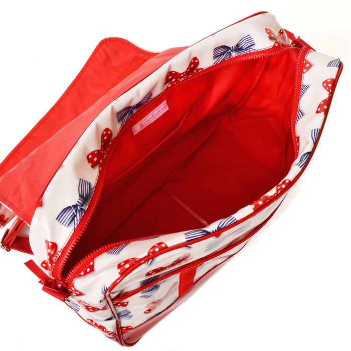 [SALE: 80% OFF] Shoulder Bag Large Type Polka Dot and Stripe French Ribbon (Ivory) 