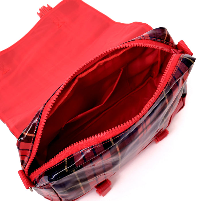 Shoulder bag middle type tartan check red 