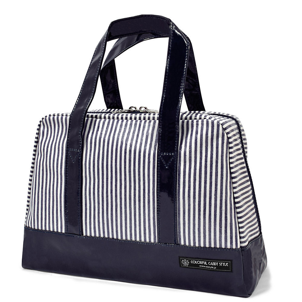 Semi-Boston (Pool Bag) Hickory Stripe/Navy — COLORFUL CANDY STYLE