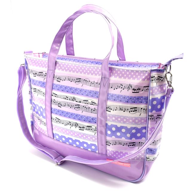 Lesson bag Zipper with gusset Playing melody popping polka dot rhythm (lavender)