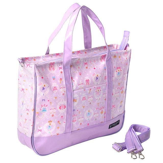 Lesson bag Zipper with gusset Lace pattern and pretty ballerina (lavender) 