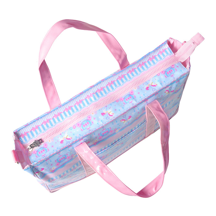 Lesson bag Zipper with gusset Lace tulle and merry-go-round (light blue) 