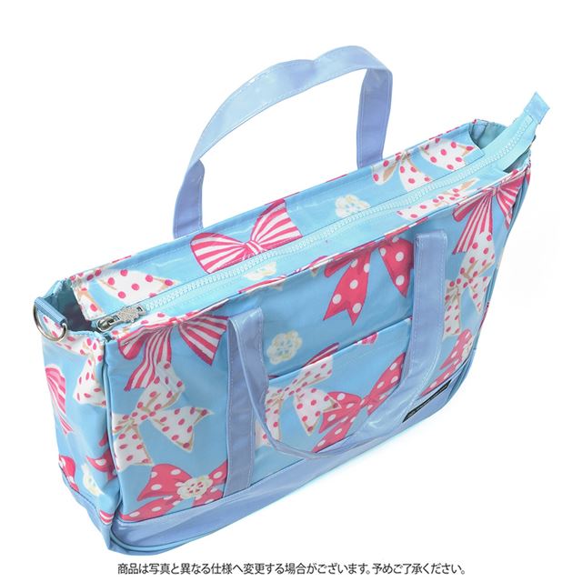 [SALE: 50% OFF] Lesson Bag Zipper with Gusset Large Ribbon Collection Swaying in Aqua 