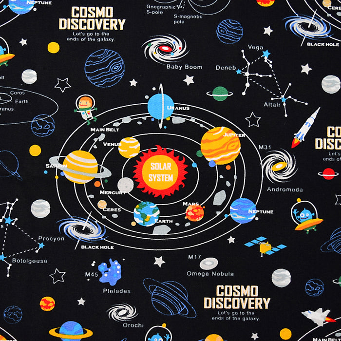 [SALE: 50% OFF] Lesson Bag Gusset Zipper Solar System Planets and Cosmo Planetarium (Black) 