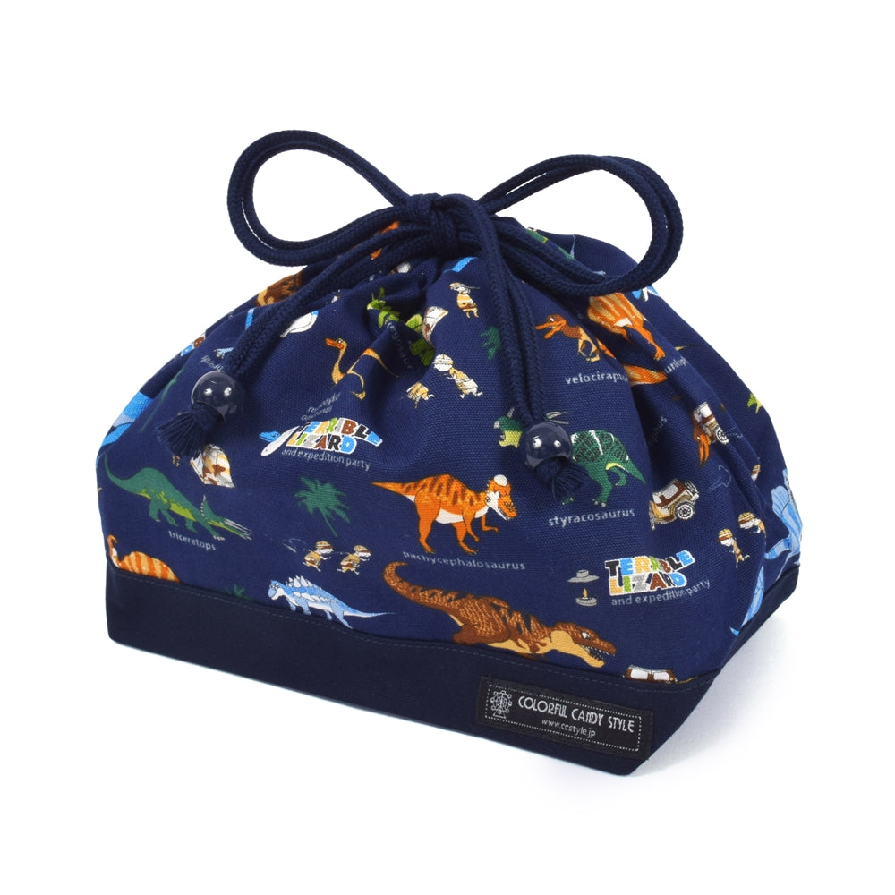 カラフルキャンディスタイルのお弁当袋。子供用で、お弁当箱やお箸が入るかわいいマチ付き巾着袋。男の子と女の子兼用で大活躍。