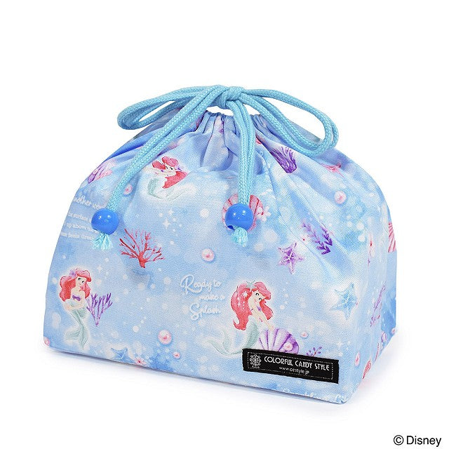 Disney drawstring medium gusset lunch bag with name tag / Ariel