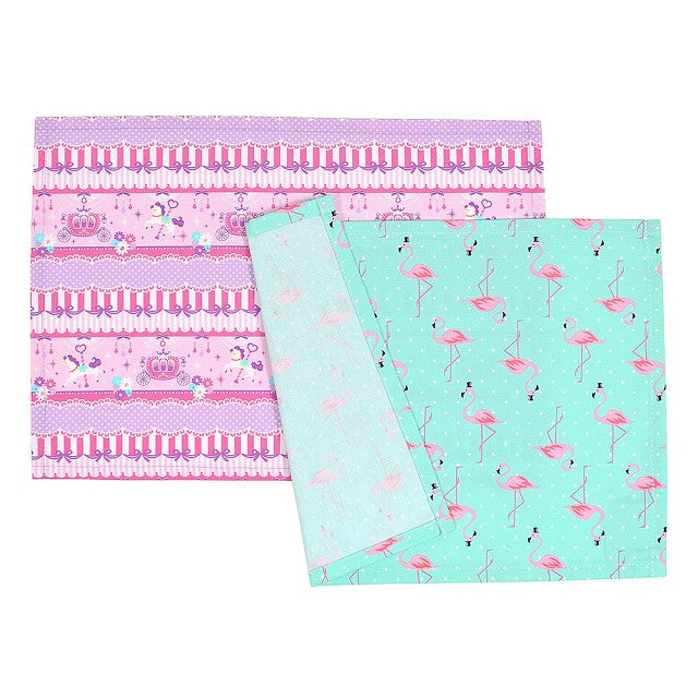 [SALE: 50% OFF] Placemat (25cm x 35cm) Set of 2 different patterns Pink flamingo and merry-go-round set