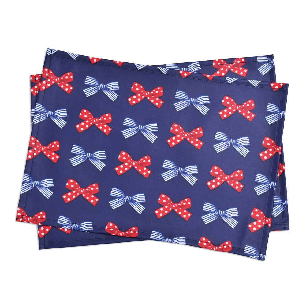 [SALE: 50% OFF] Placemat Laminated (25cm x 35cm) Set of 2 Polka Dot and Stripe French Ribbon (Navy) 