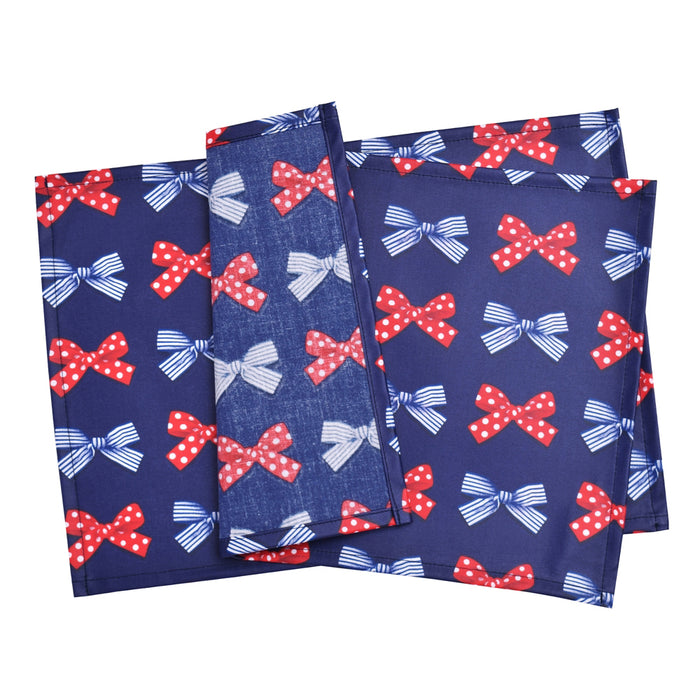 [SALE: 50% OFF] Placemat Laminated (25cm x 35cm) Set of 2 Polka Dot and Stripe French Ribbon (Navy) 
