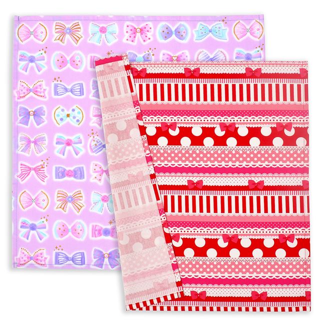 Lunch cloth/lunch napkin (45cm x 45cm) Set of 2 different patterns Girly set of ribbon and jewelry 