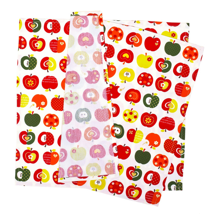 [SALE: 30% OFF] Set of 2 lunch cloths and lunch napkins (45cm x 45cm) The secret of fashionable apples (ivory) 