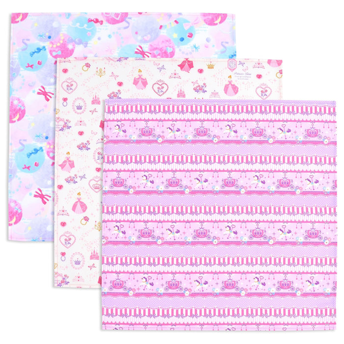 [SALE: 30% OFF] Lunch cloth/lunch napkin (45cm x 45cm) 3-piece set with different patterns Princess and pastel merry-go-round set 