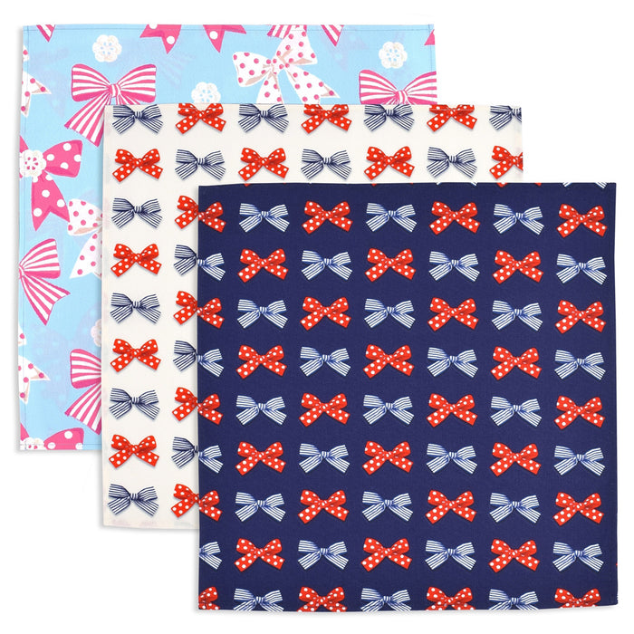 Lunch cloth/lunch napkin (45cm x 45cm) 3-piece set with different patterns French ribbon collection set 