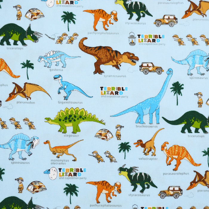 [SALE: 50% OFF] Set of 2 lunch cloths and lunch napkins (45cm x 45cm) Discovery! Exploration! Dinosaur Continent (light blue) 