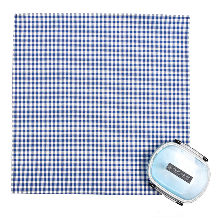 Lunch cloth/lunch napkin (45cm x 45cm) set of 2, large check, navy blue 