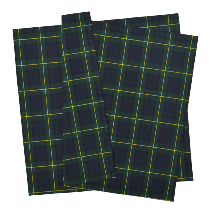 Lunch cloth/lunch napkin (45cm x 45cm) set of 2 tartan check/dark green 