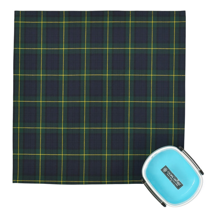 Lunch cloth/lunch napkin (45cm x 45cm) set of 2 tartan check/dark green 