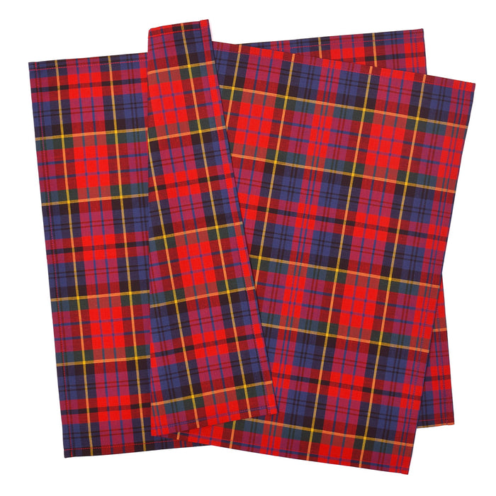 Lunch cloth/lunch napkin (45cm x 45cm) set of 2 tartan check/red 