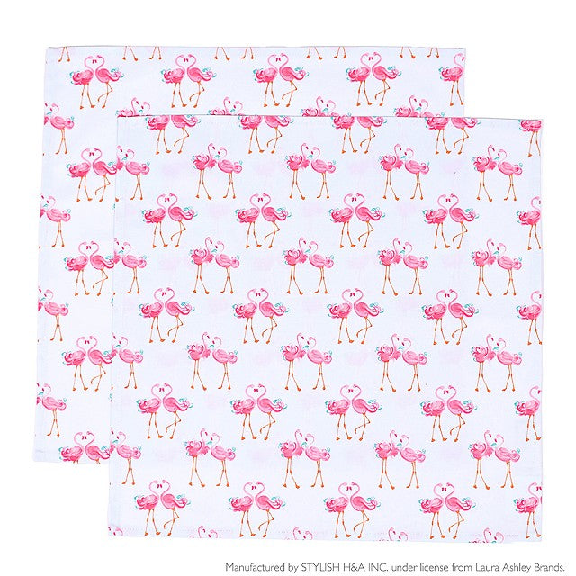 【アーリーサマーセール：30%OFF】 LAURA ASHLEY ランチクロス・給食ナフキン(45cm×45cm) 2枚セット Pretty Flamingo