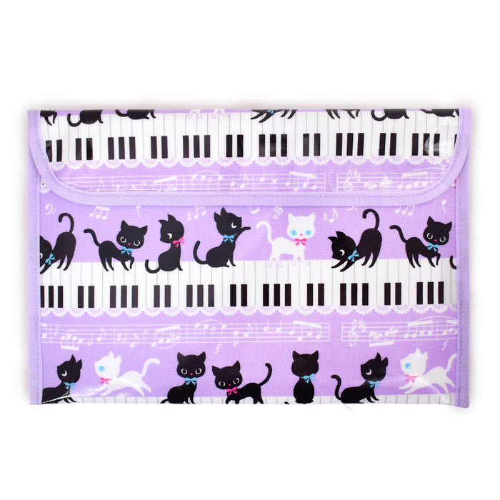 Contact bag (B5 size) Black cat waltz dancing on the piano (lavender) 