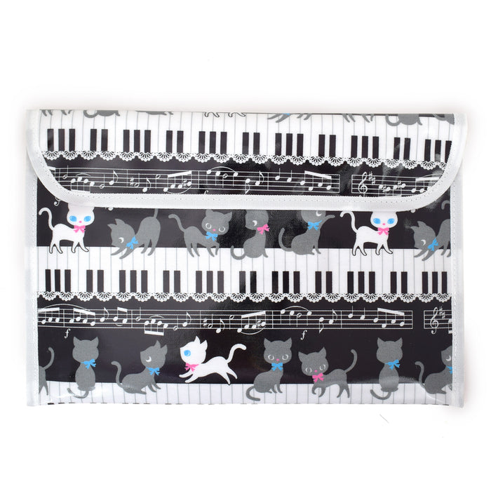 [SALE: 50% OFF] Contact bag (B5 size) Black cat waltz dancing on the piano (black) 