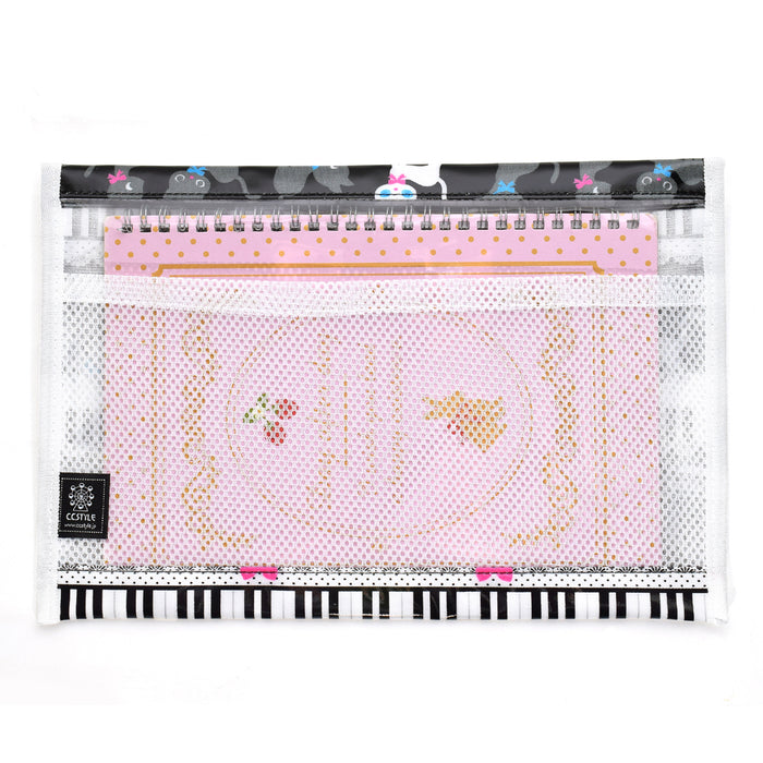 [SALE: 50% OFF] Contact bag (B5 size) Black cat waltz dancing on the piano (black) 