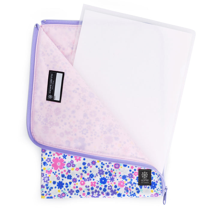 Communication bag (A4 size) Airy shower with flower pattern (lavender) 