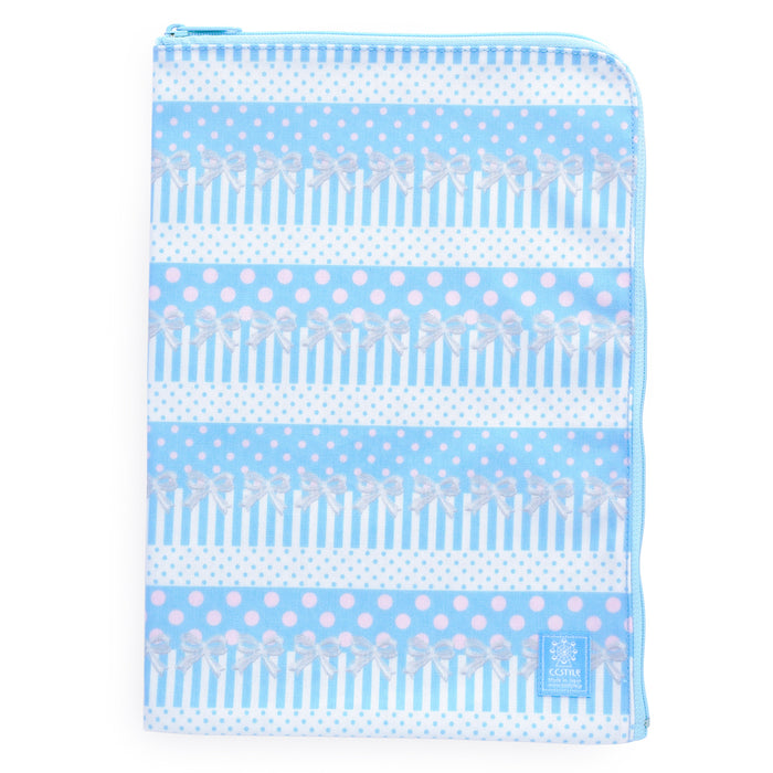 Contact bag (A4 size) Fascinated by polka dots and lace ribbons (light blue) 