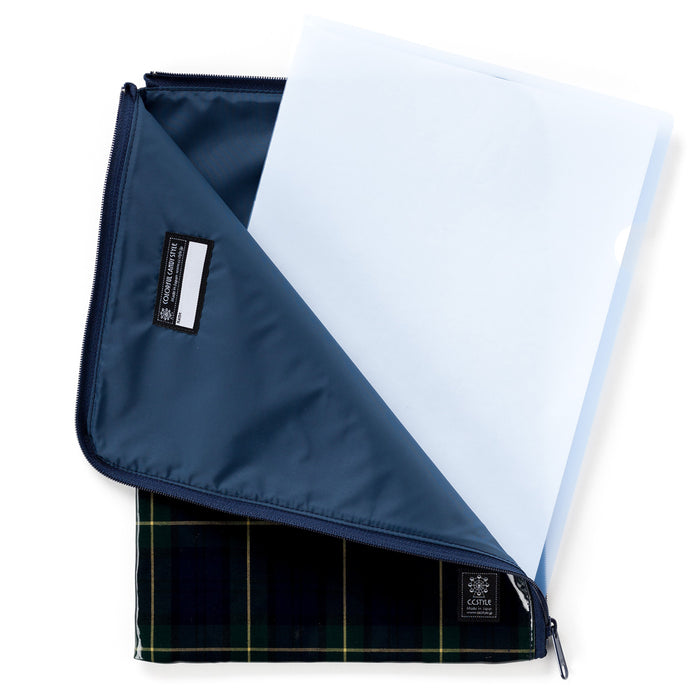 Contact bag (A4 size) tartan check dark green