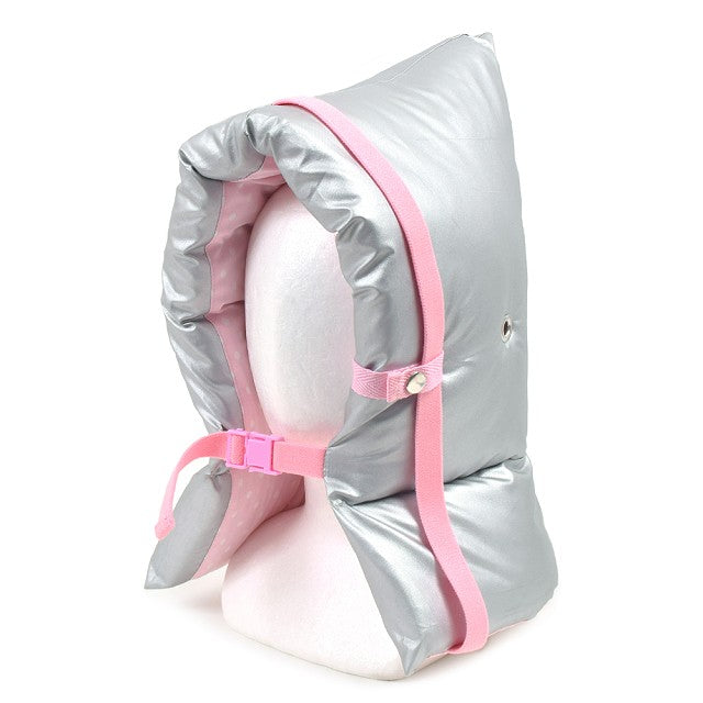Japan Fire Retardant Association Pass Certified Materials Disaster Prevention Hood (with Chair Fixing Rubber) Flame Retardant Silver Type (Polka Dot/Light Pink)