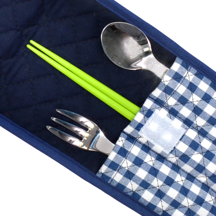 Cutlery Case Check Large/Navy 