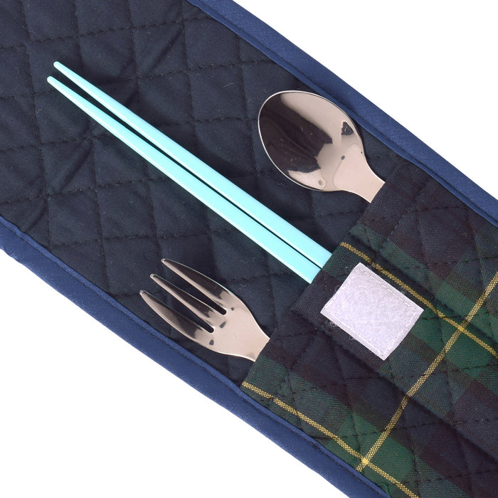 Cutlery case tartan check dark green 