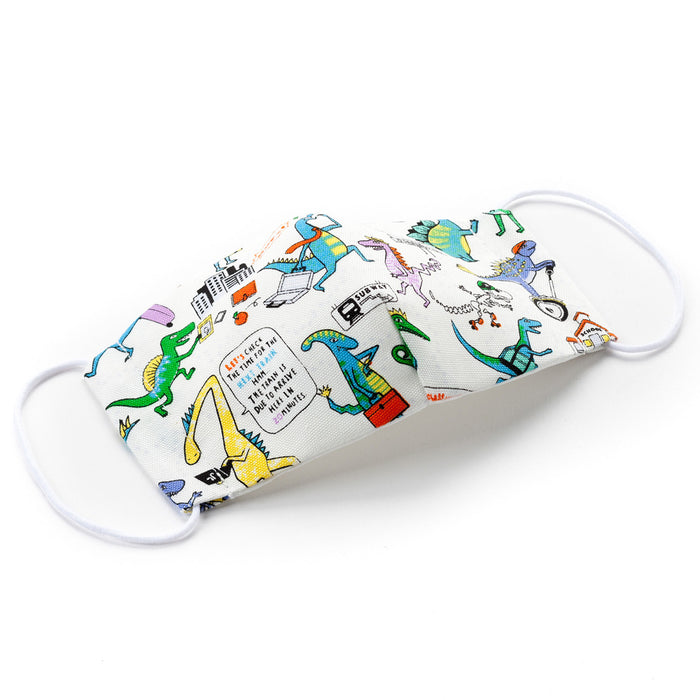 Set of 2 masks with purse (silver ion antibacterial gauze) Dinosaur Town is busy 