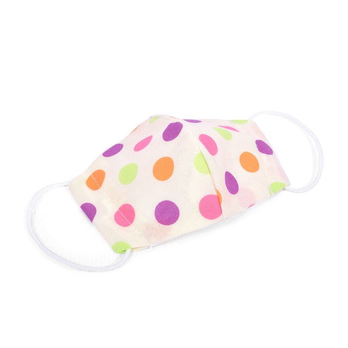 [SALE: 70% OFF] Infant Mask 2-Piece Set (Silver Ion Antibacterial Gauze) Colorful Cute Large Dots (Off-White) 
