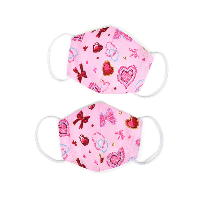 [SALE: 70% OFF] Set of 2 masks for infants (silver ion antibacterial gauze) Twinkle beauty of heart and ribbon (pink) 