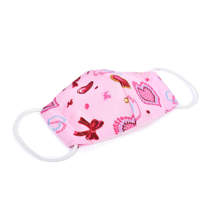 幼児用 マスク 2枚セット(銀イオン抗菌ガーゼ) ハートとリボンのきらきらビューティー(ピンク)