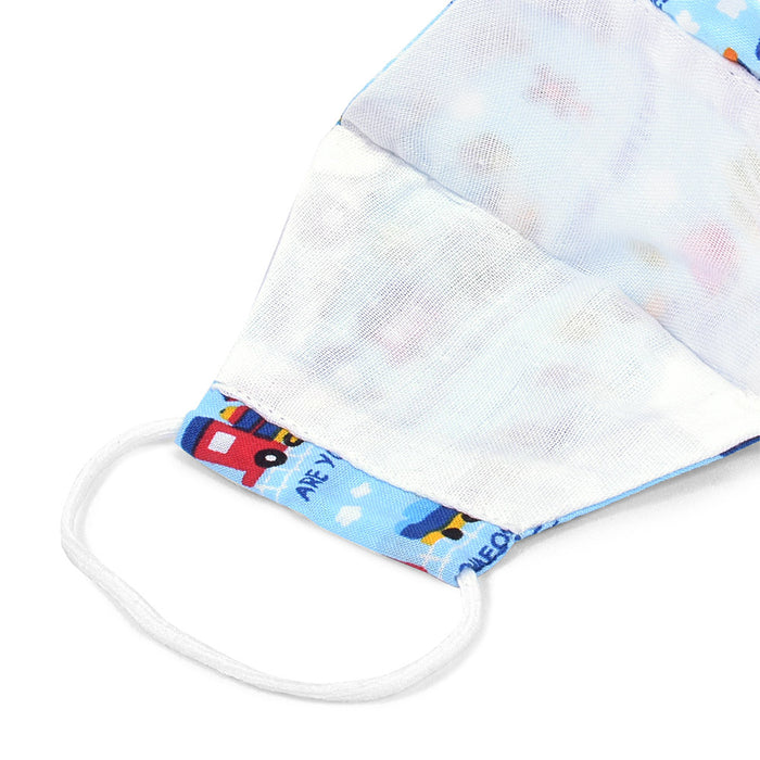 [SALE: 60% OFF] Set of 2 masks for infants (silver ion antibacterial gauze) Let's go by colorful train (light blue) 