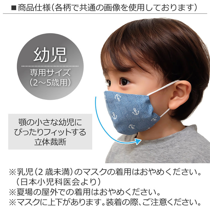 【OUTLET：50%OFF】 幼児用 マスク 2枚セット(銀イオン抗菌ガーゼ) カラフル列車で行こう(ライトブルー)